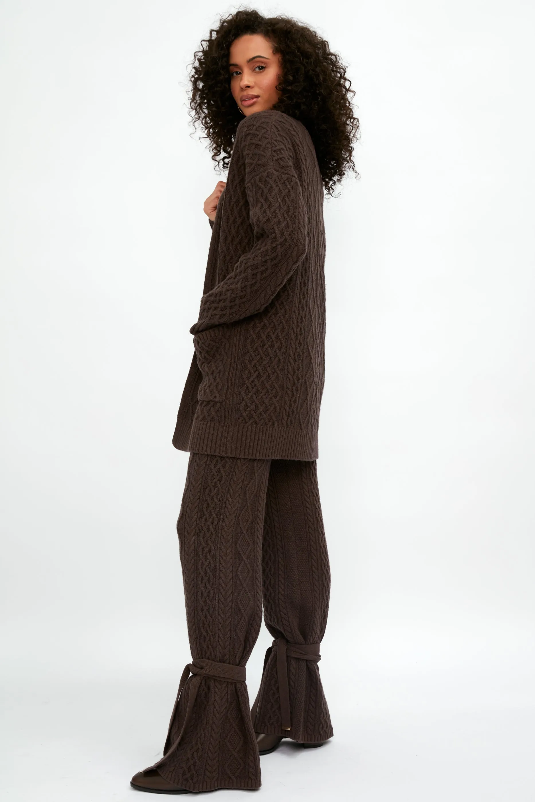 Cable Knit Cardigan in Chocolate