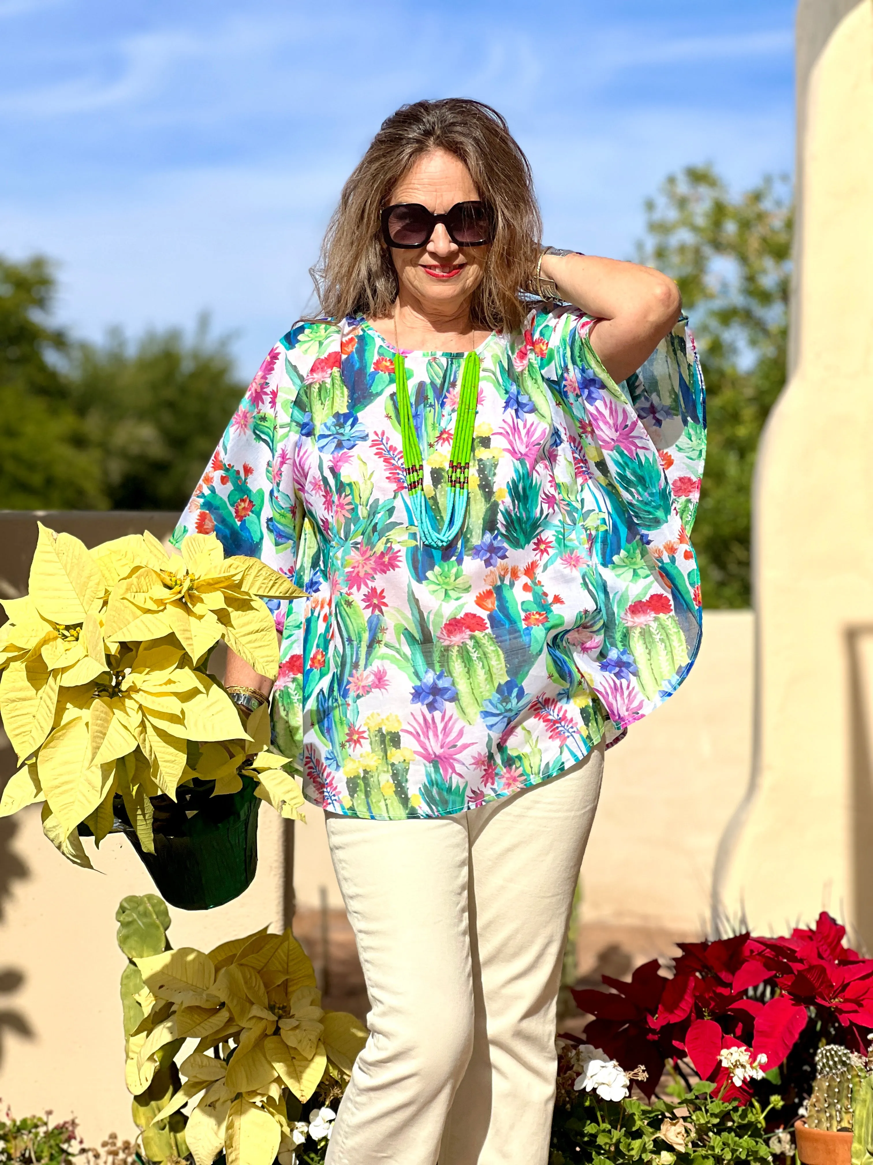 Calabrian Cactus Cotton Poncho