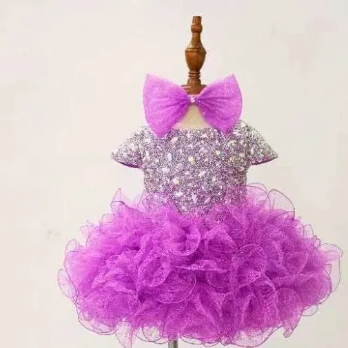 Cap Sleeve Glitzy Purple 12-18 M Cupcake Pageant Dress