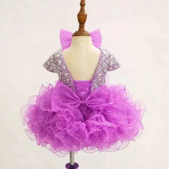 Cap Sleeve Glitzy Purple 12-18 M Cupcake Pageant Dress