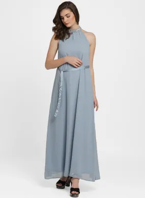 Caroline Embellished Neck Flared Maxi