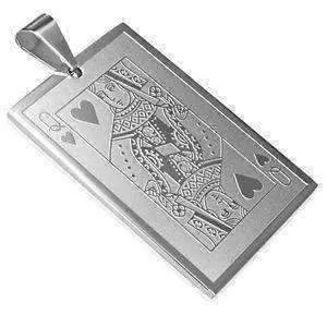 Casino Poker Playing Cards Stainless Steel Pendant Necklace