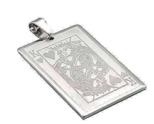 Casino Poker Playing Cards Stainless Steel Pendant Necklace