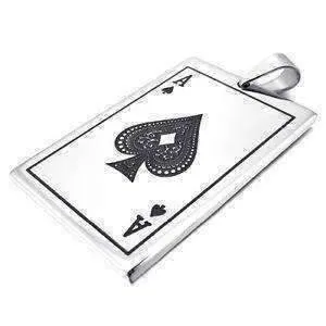 Casino Poker Playing Cards Stainless Steel Pendant Necklace