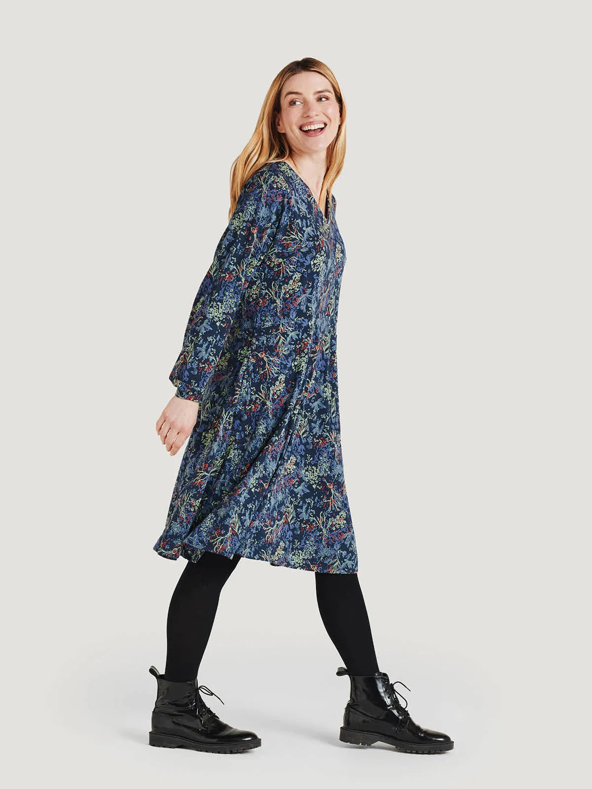 Cassia Tencel™ Printed Shirt Dress - Navy