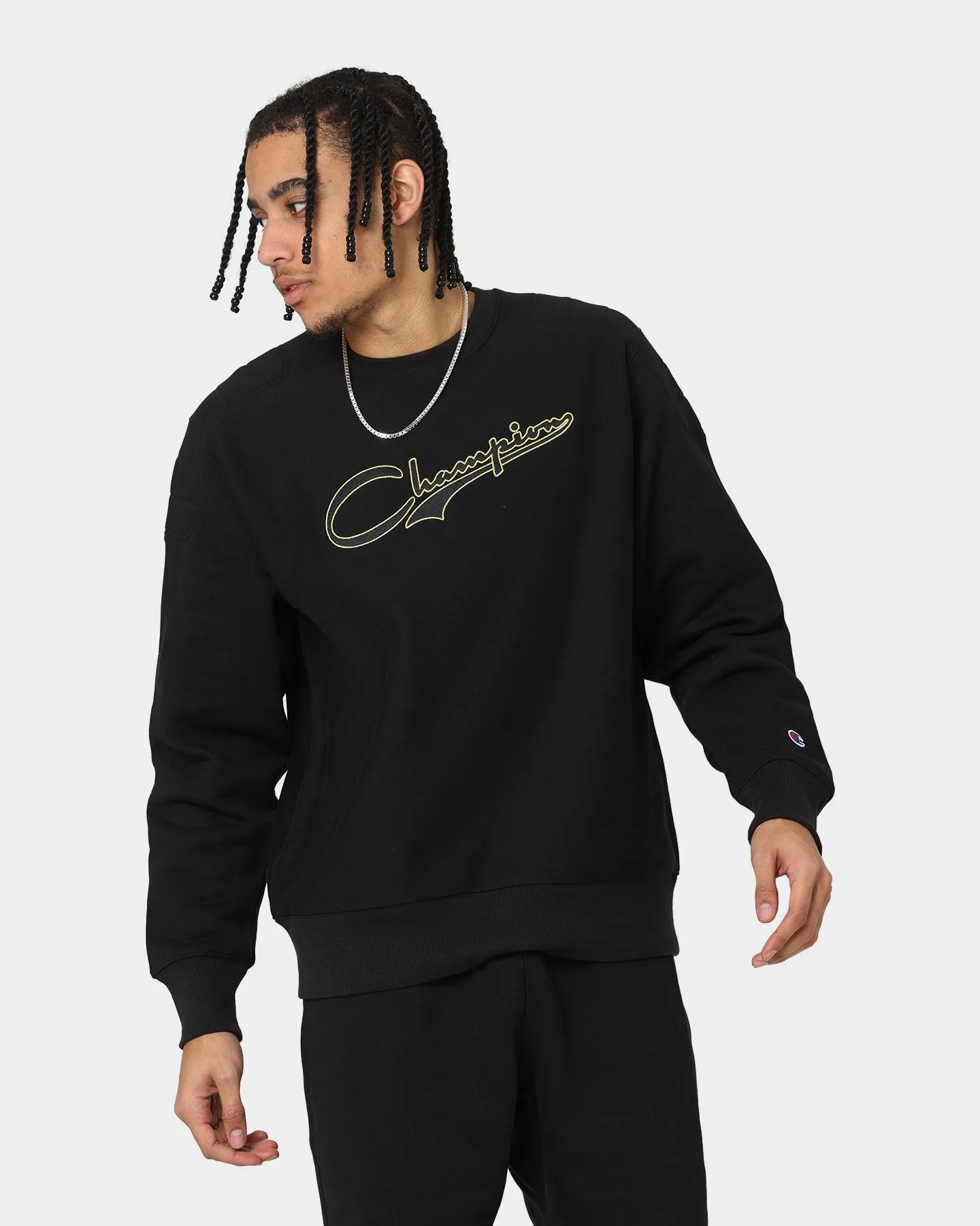 Champion Reverse Weave Collegiate Padded Crewneck Black/Gold