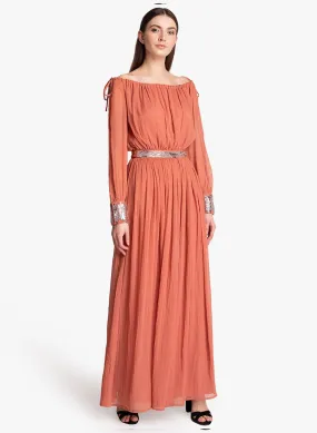 Chiffon Slit Sleeve Maxi With Embellishment