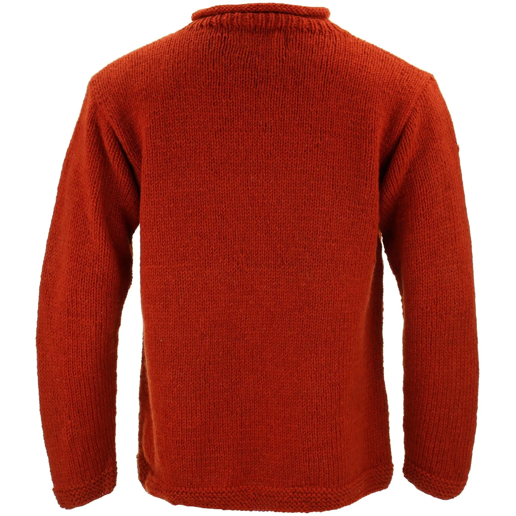 Chunky Wool Knit Star Jumper - Burnt Orange & Black