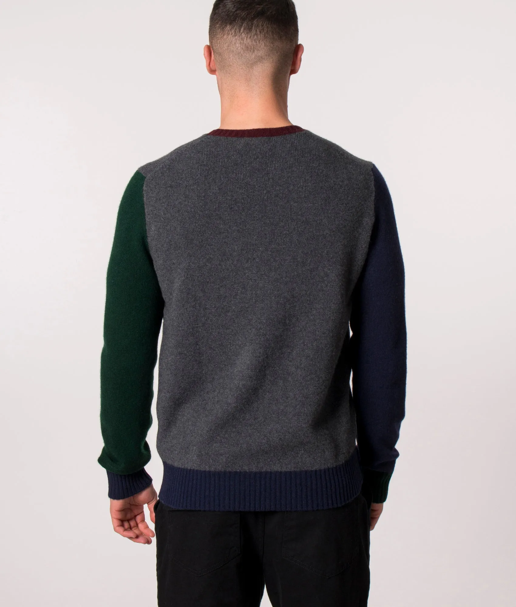 Colour Block Rib Neck Jumper