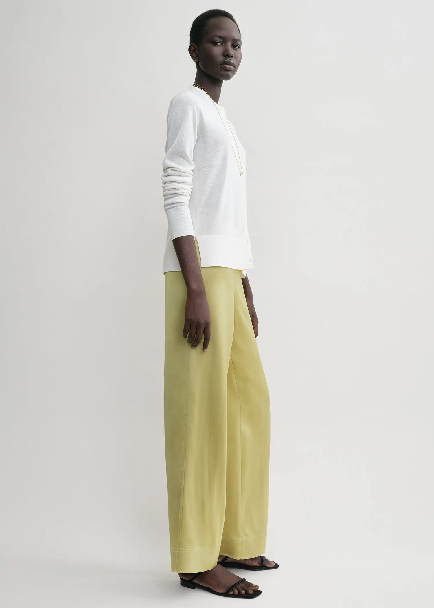 Contrast satin trousers melon