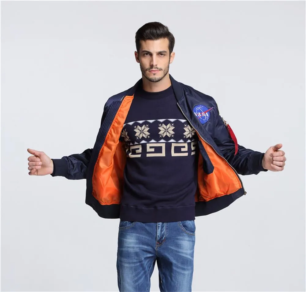 CORIRESHA NASA Embroidery Badge Bomber Jacket