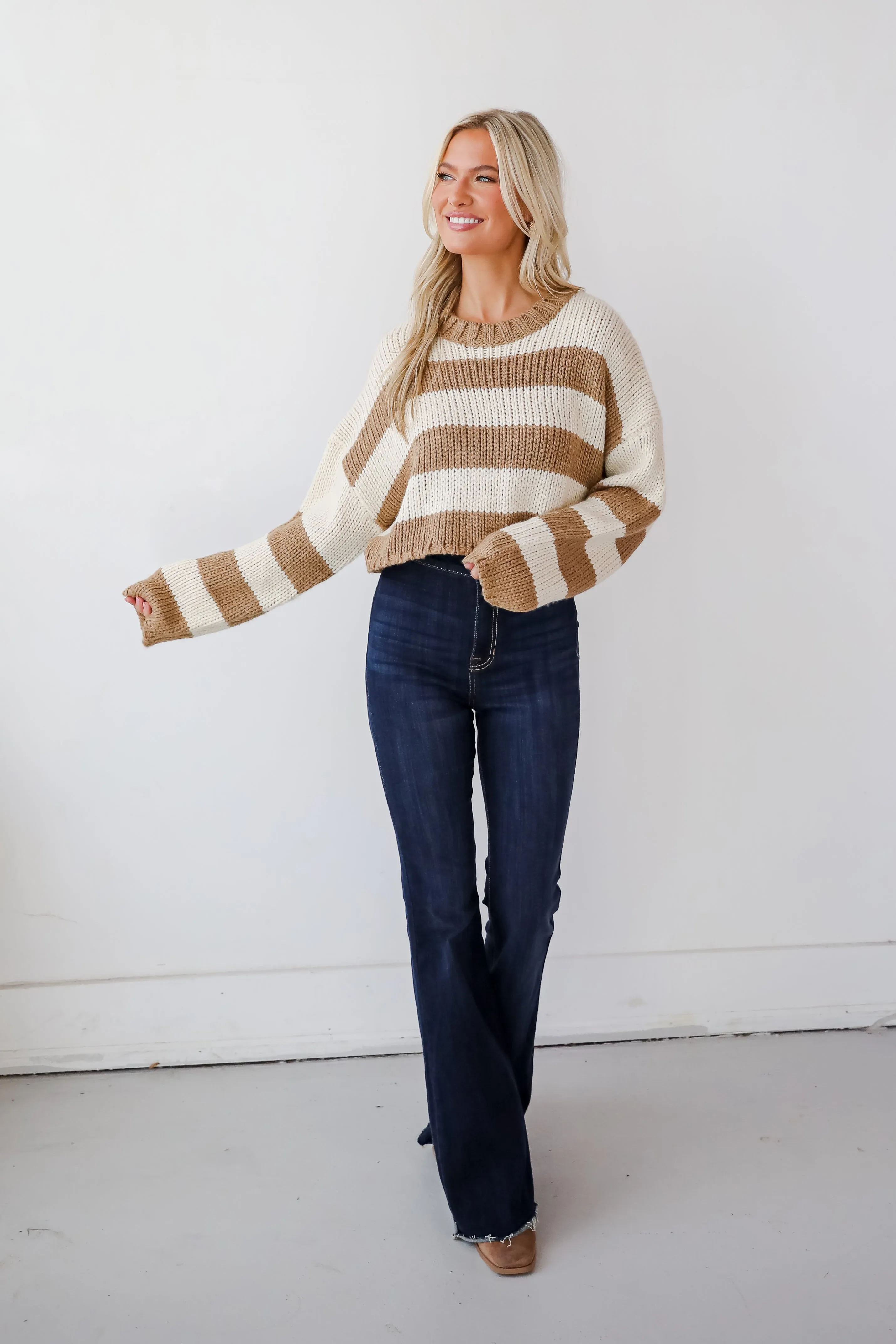 Coziest Dream Cream Striped Sweater - DOORBUSTER