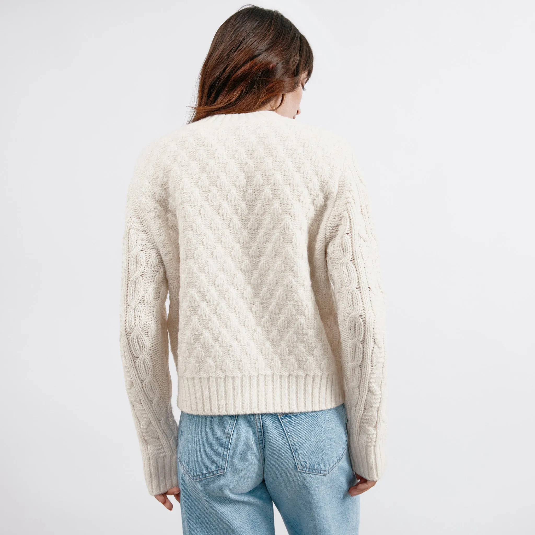 Cream Cable Cardigan by Albaray