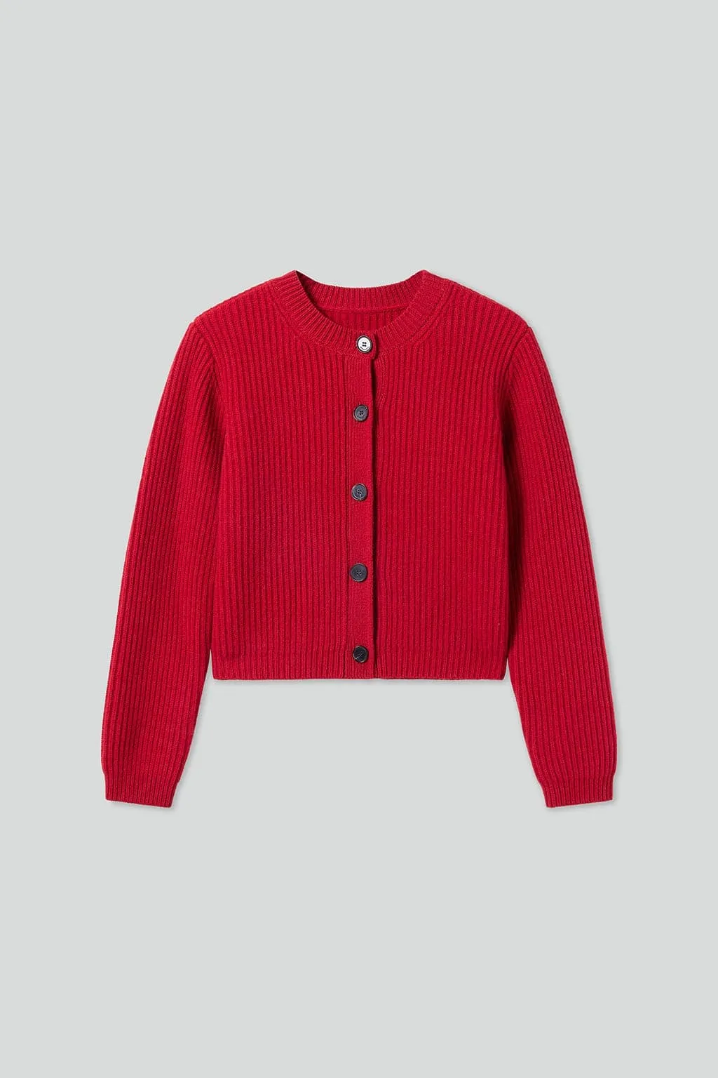 Crew Neck Cropped Wool Knitted Cardigan