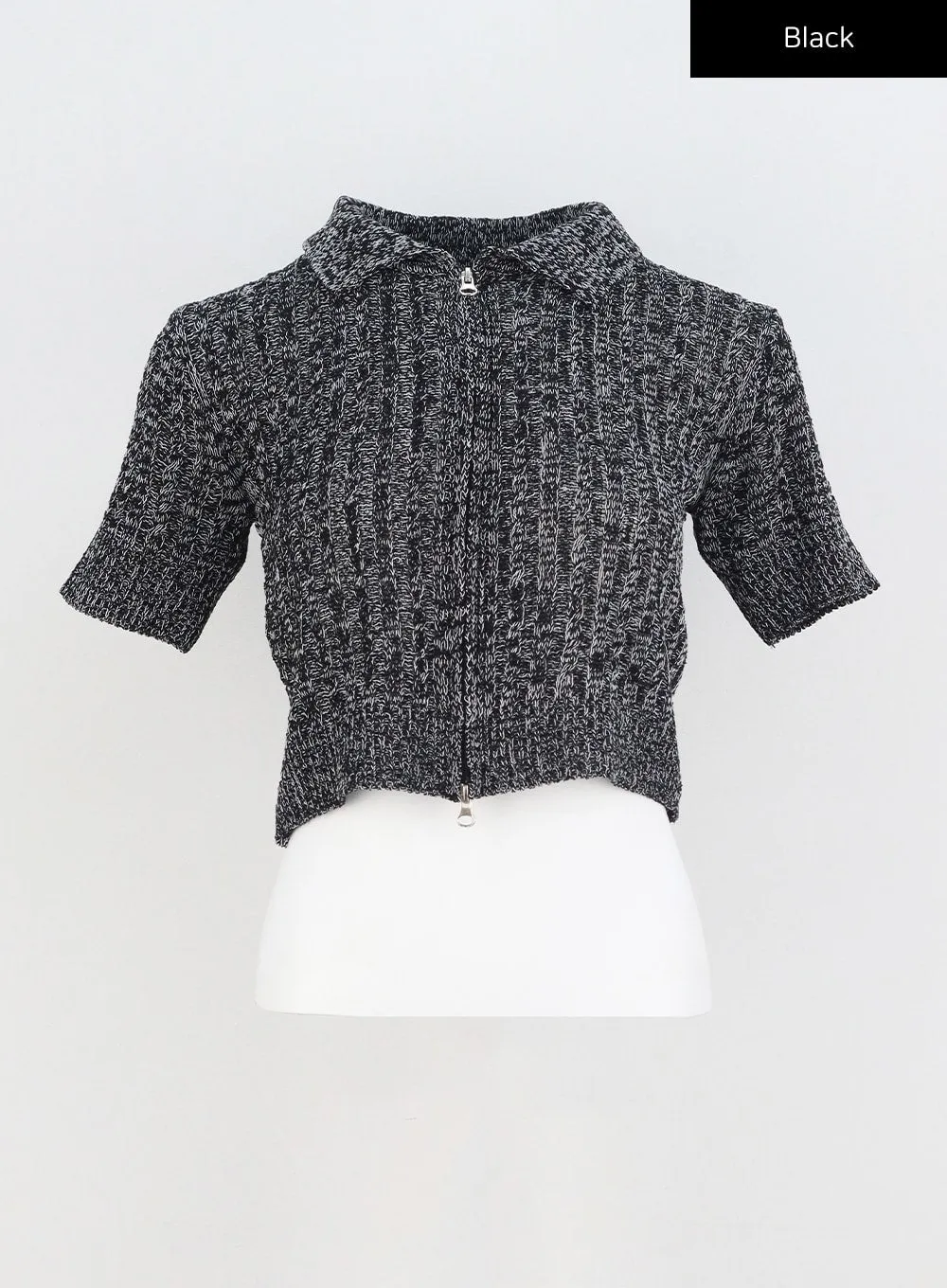 Cropped Knit Zip-Up CY325