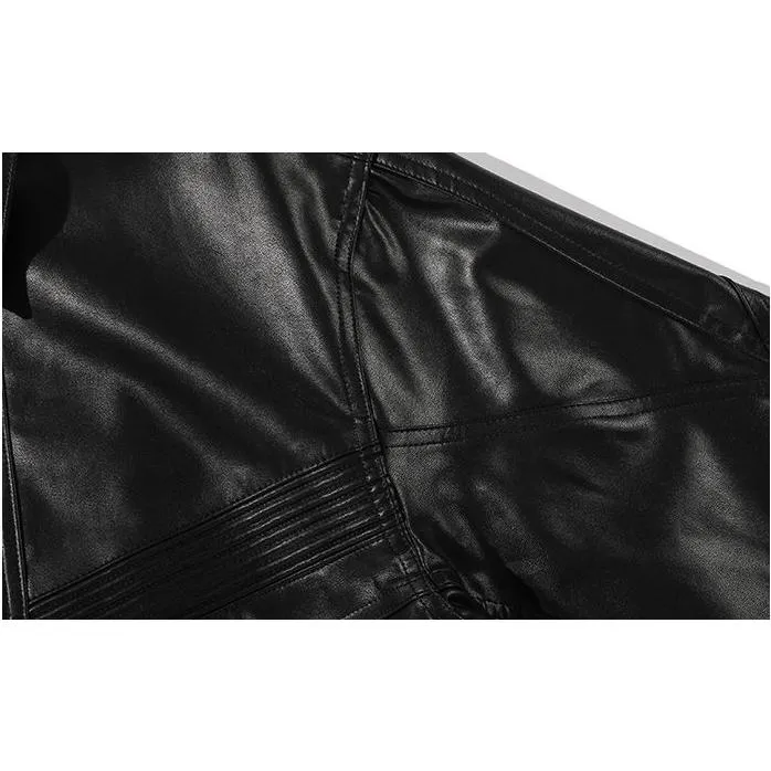 Cropped Motorcycle Windproof Loose Fit Biker Leather Jacket