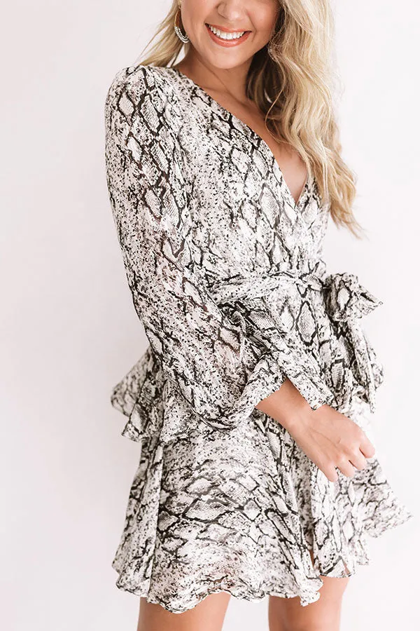 Decide to Dance Snake Print Dress in Grey