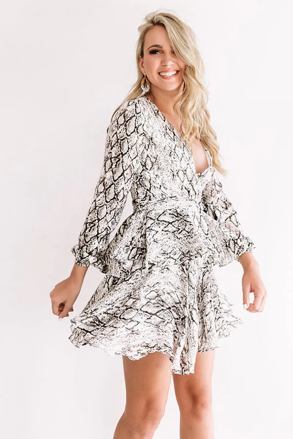 Decide to Dance Snake Print Dress in Grey