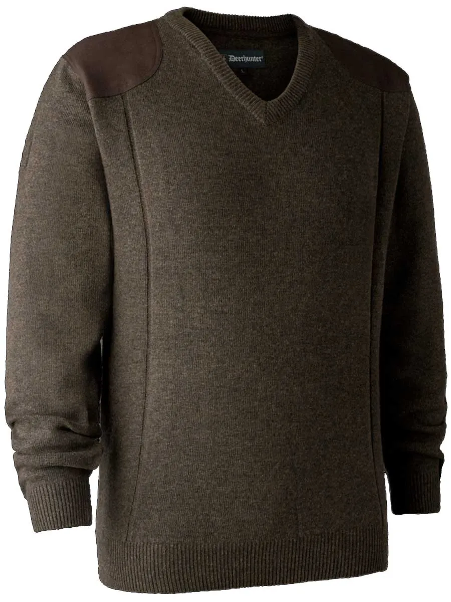 DEERHUNTER Sheffield Knit V-Neck Jumper - Mens - Dark Elm