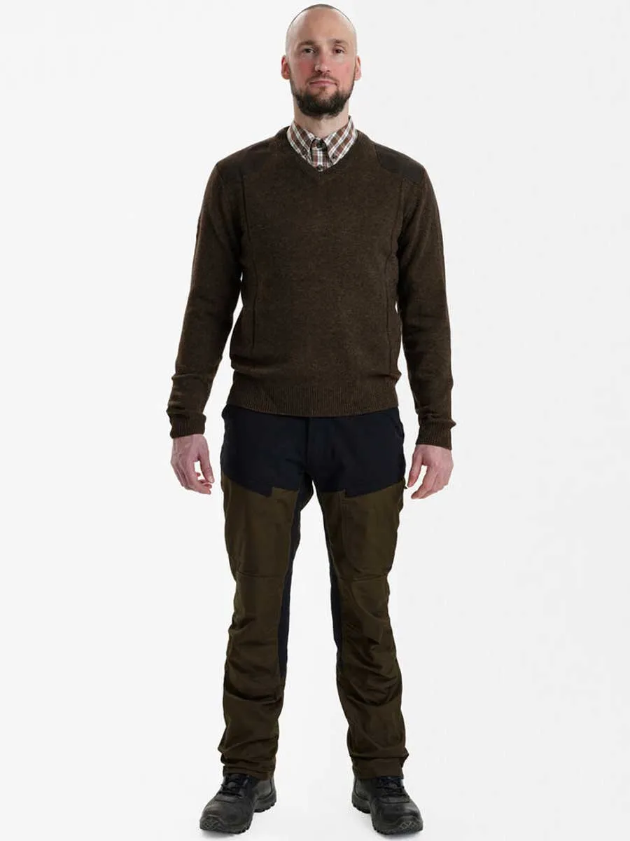 DEERHUNTER Sheffield Knit V-Neck Jumper - Mens - Dark Elm