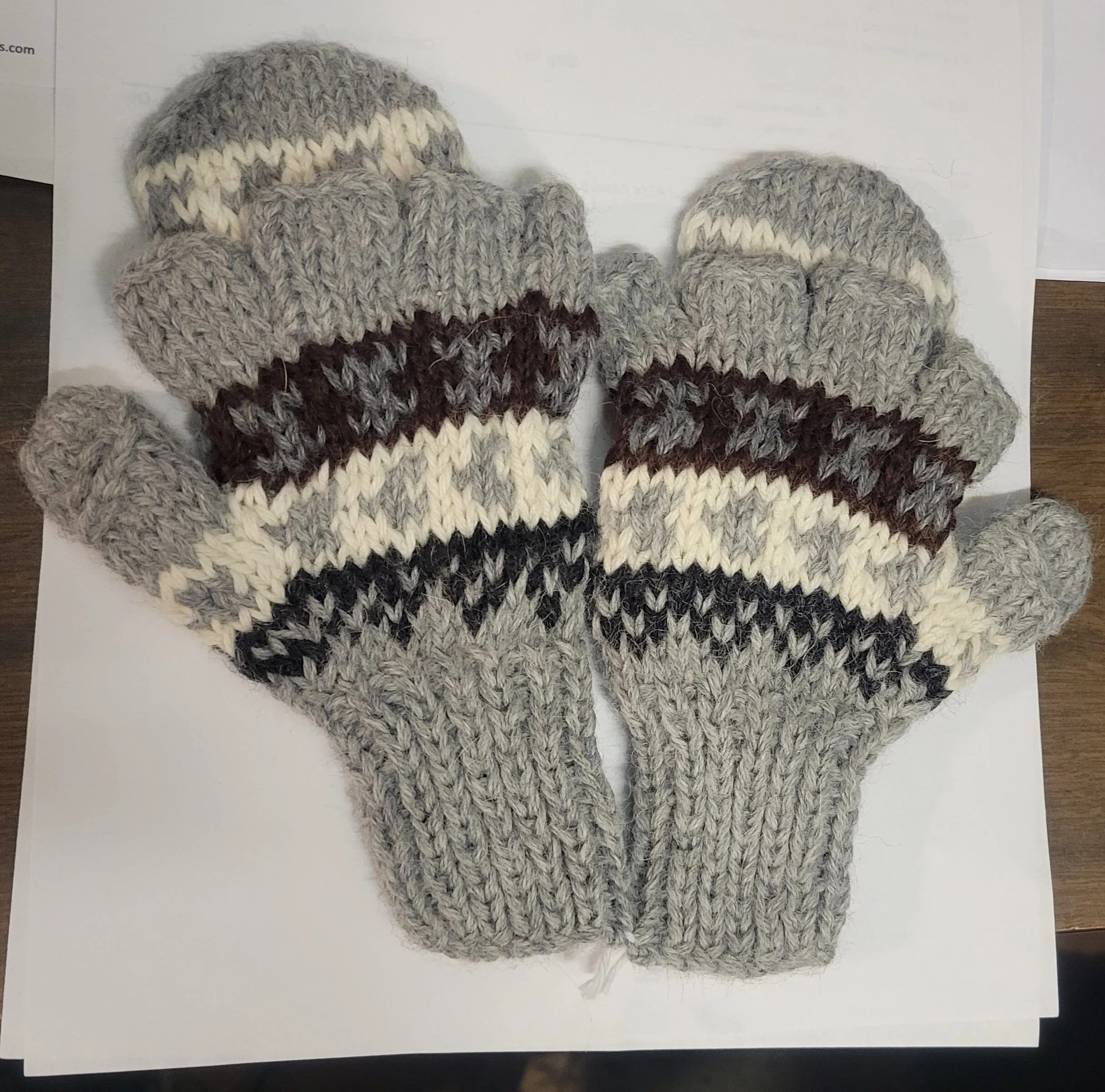 Deluxe Hand Knit Hooded Kids Alpaca Gloves ("Glittens")