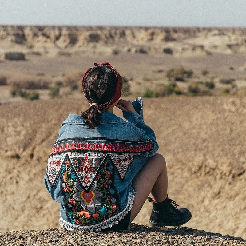 Denim Boho Beaded Vintage Jean Jacket