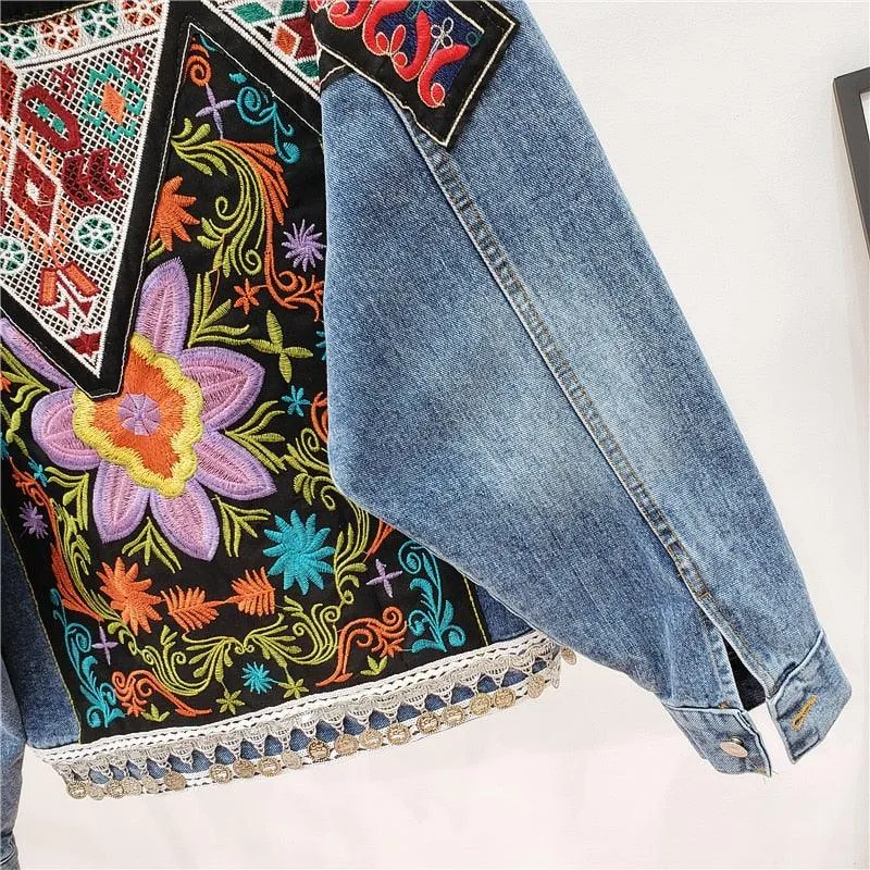 Denim Boho Beaded Vintage Jean Jacket