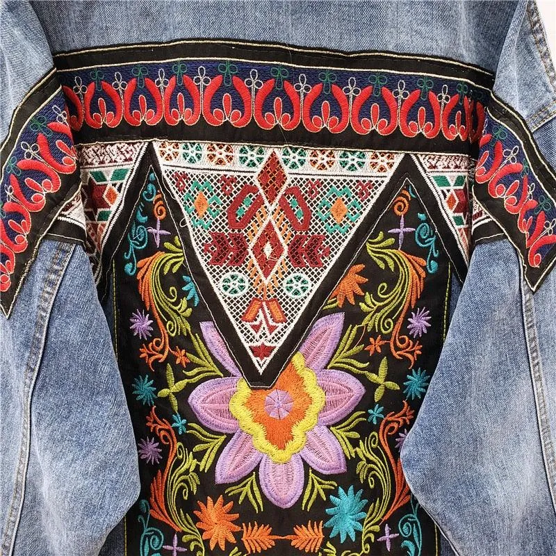 Denim Boho Beaded Vintage Jean Jacket