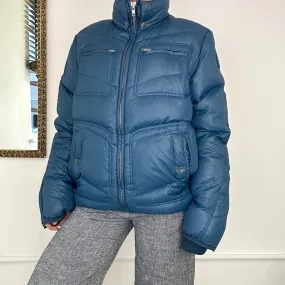 diesel blue zip up puffer jacket