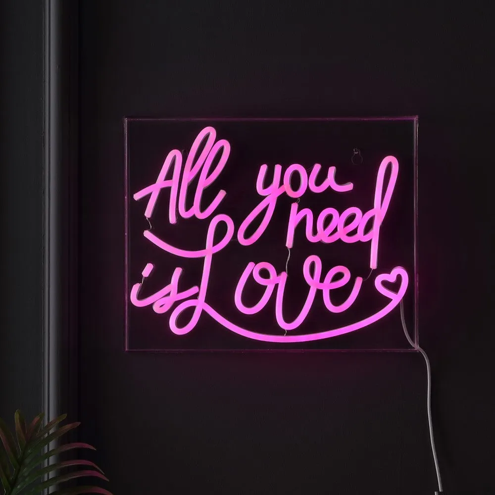 Diy All You Need Is Love Contemporary Glam Acrylic Box USB Operated LED Neon Light