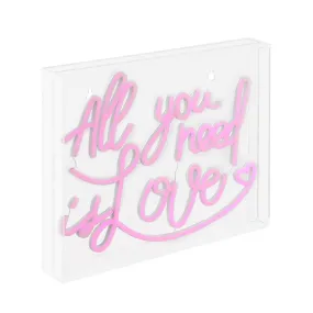 Diy All You Need Is Love Contemporary Glam Acrylic Box USB Operated LED Neon Light