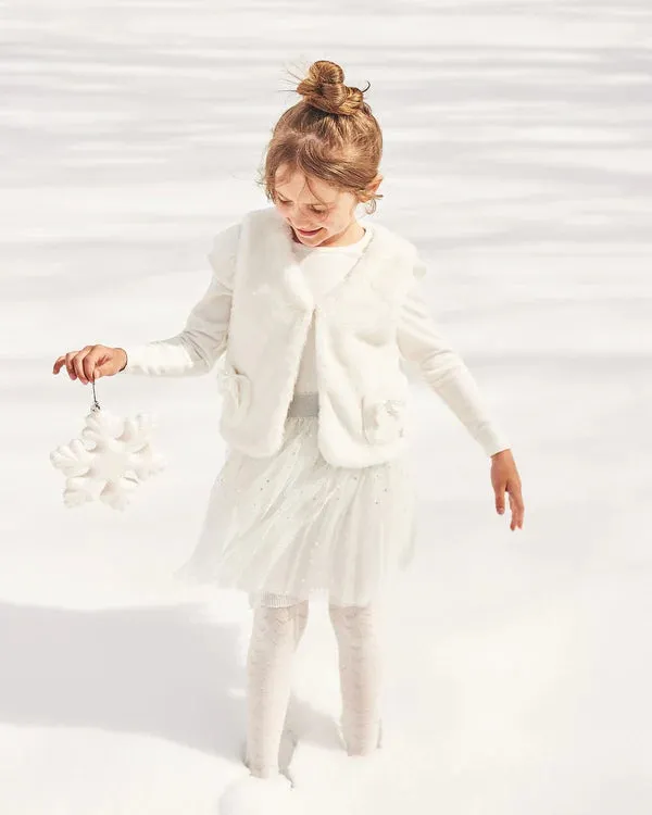 DPD Glittering Winter Tutu & Vest Set in Off White