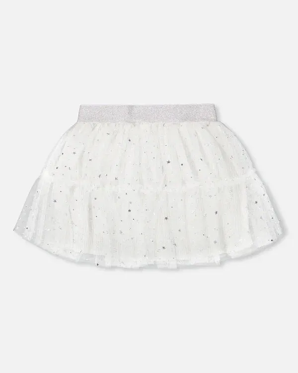 DPD Glittering Winter Tutu & Vest Set in Off White