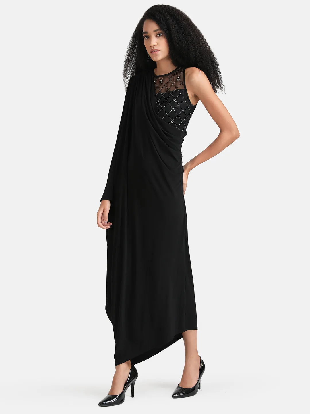 Drapped Embellished Maxi Dress