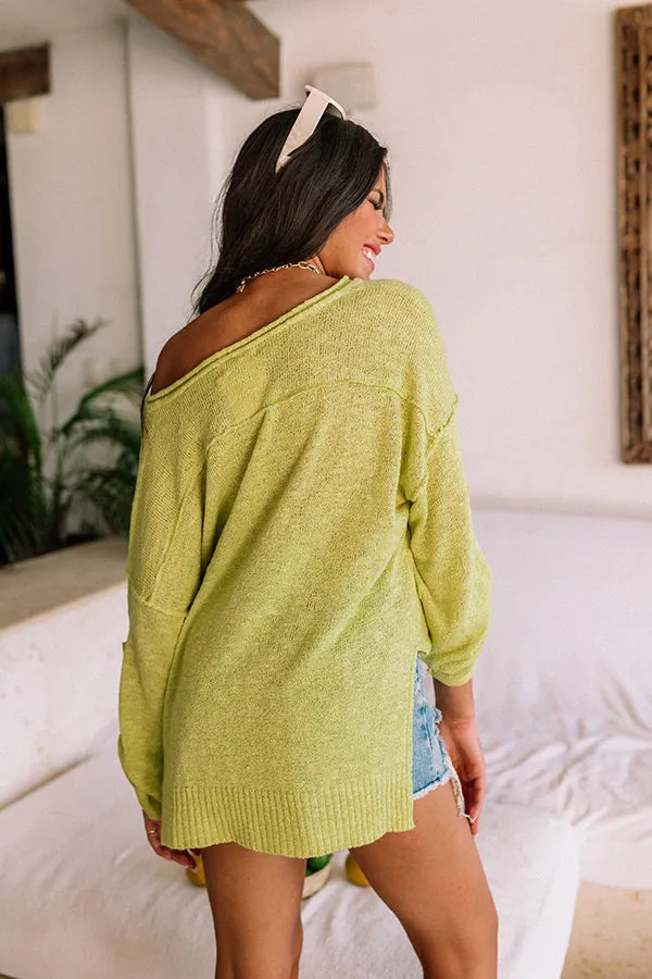 Dreams And Desires Knit Top In Lime Punch