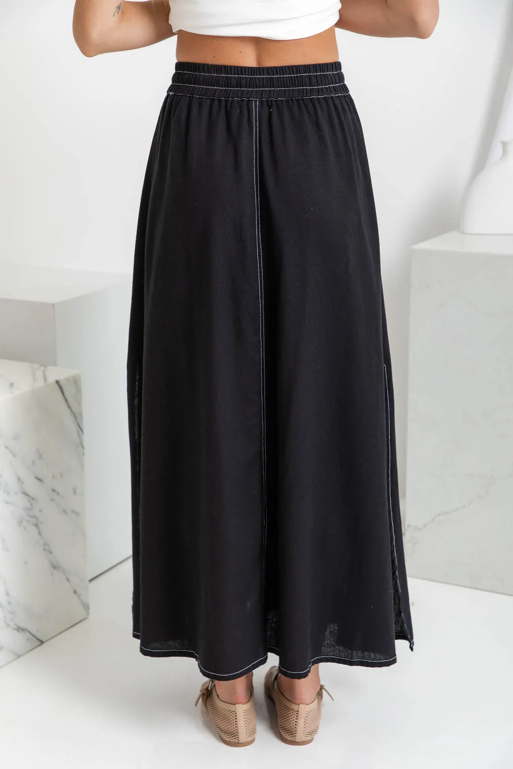 Ellie Contrast Maxi Skirt - Black