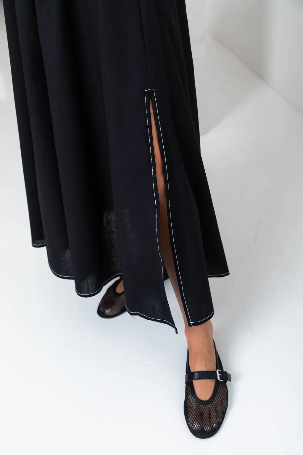 Ellie Contrast Maxi Skirt - Black