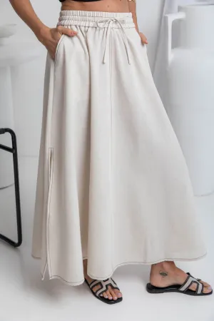 Ellie Contrast Maxi Skirt - Natural