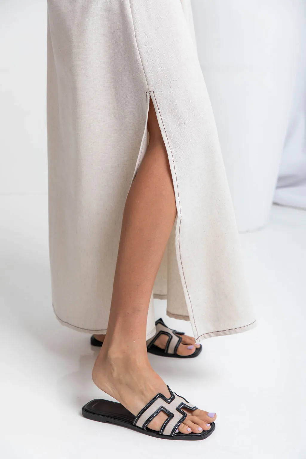 Ellie Contrast Maxi Skirt - Natural