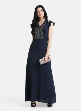 Embellished Maxi Dress With Ruffles