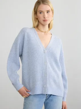 FAIRFAX Cashmere Cardigan in Fog/Riveria