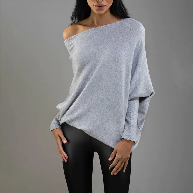 Fall/Winter New Solid Color Round Neck Long Sleeve Comfortable Temperament Knit Pleated Pullover Sweater