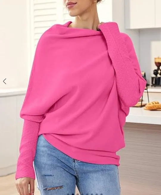 Fall/Winter New Solid Color Round Neck Long Sleeve Comfortable Temperament Knit Pleated Pullover Sweater