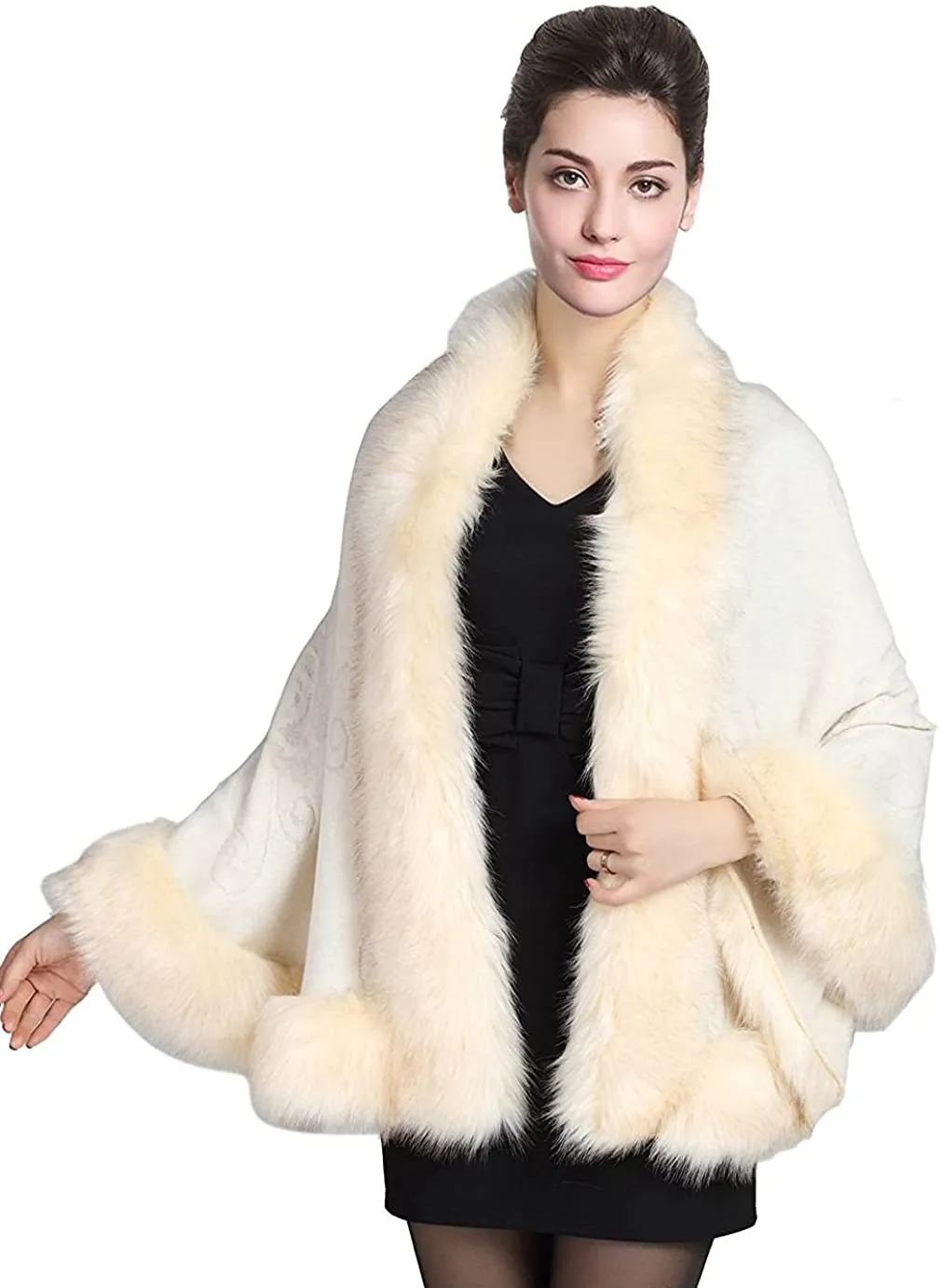 Faux Fur Shawl Wrap Cape Stole Shrug