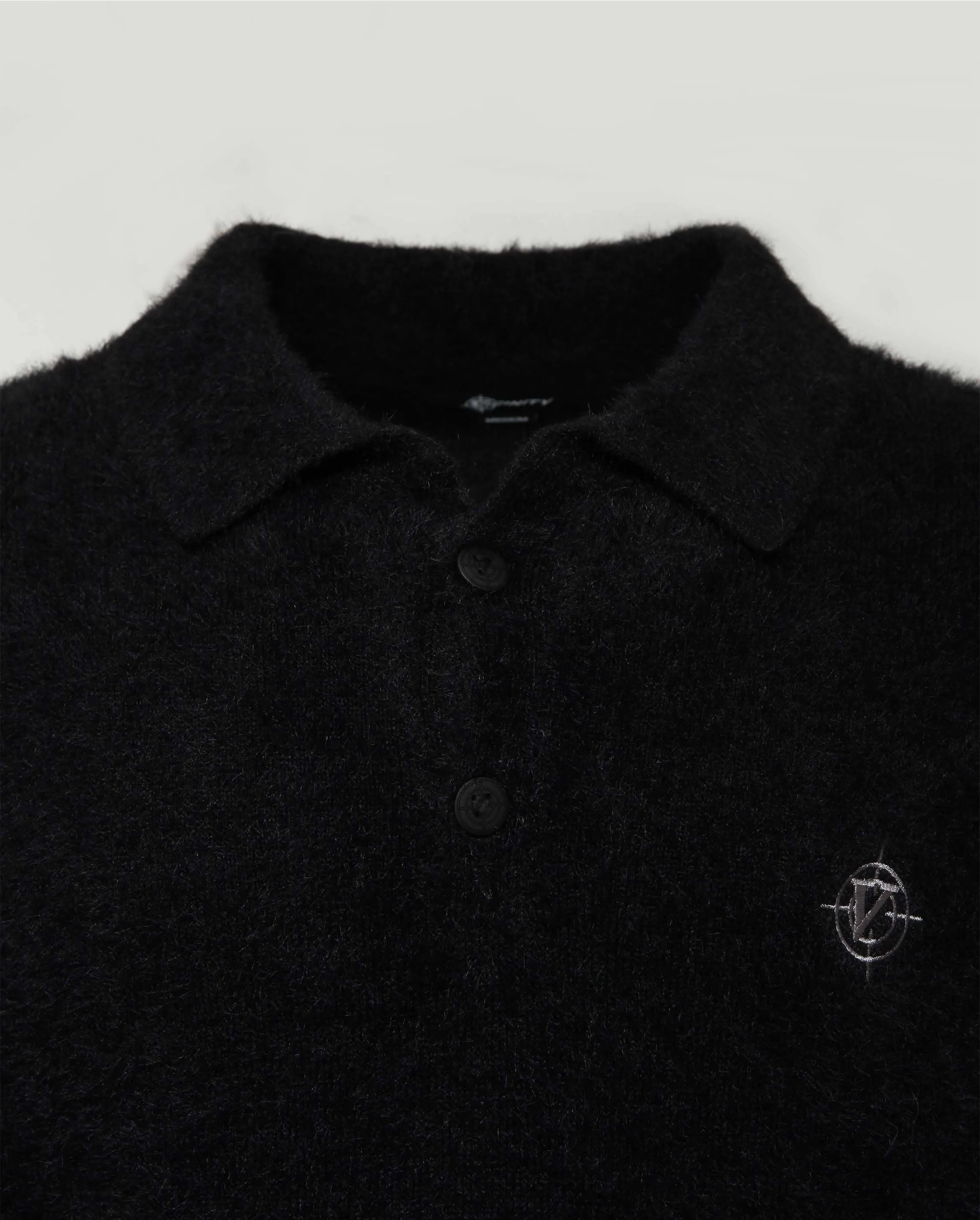 FAUX MINK POLO SWEATER BLACK