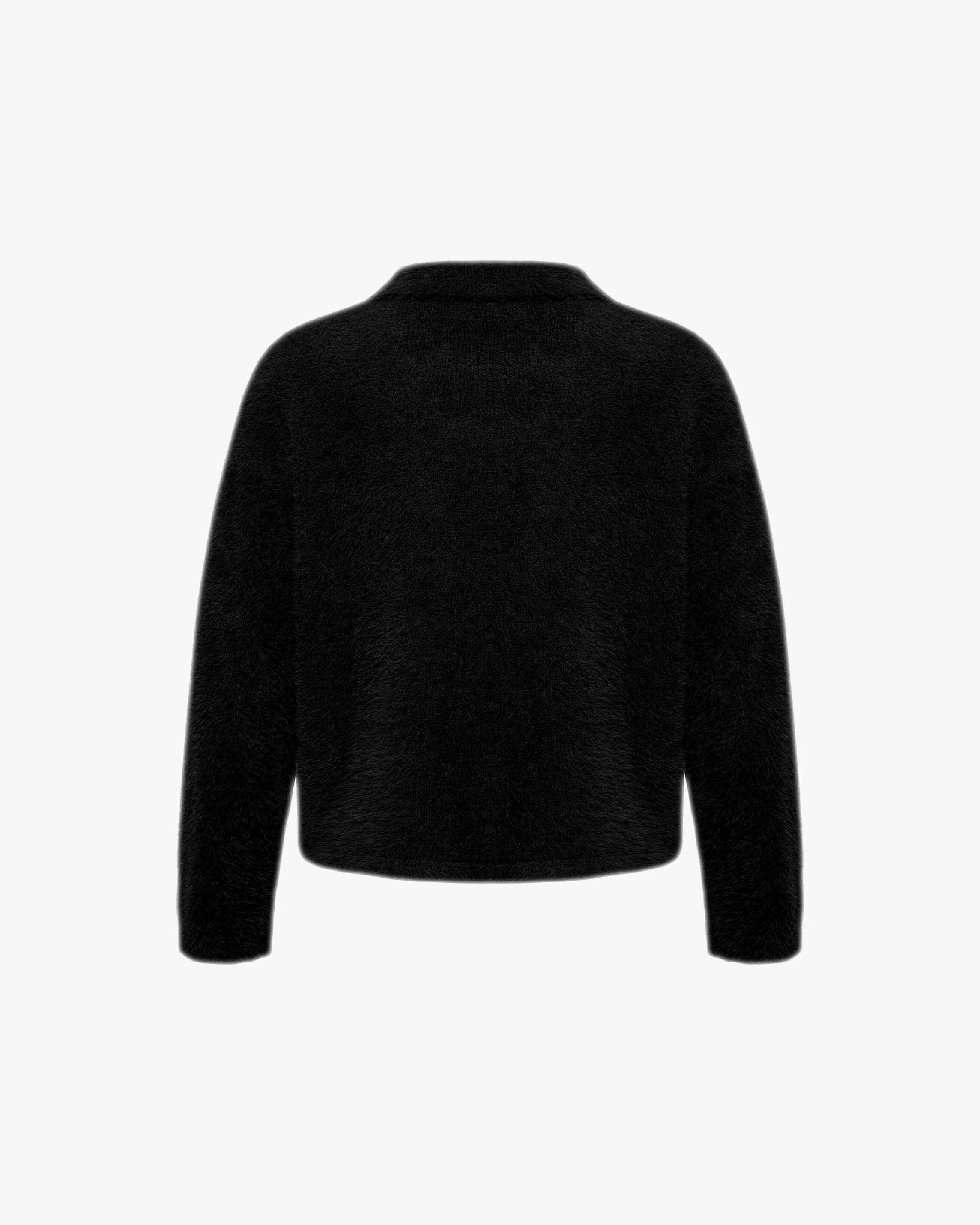 FAUX MINK POLO SWEATER BLACK