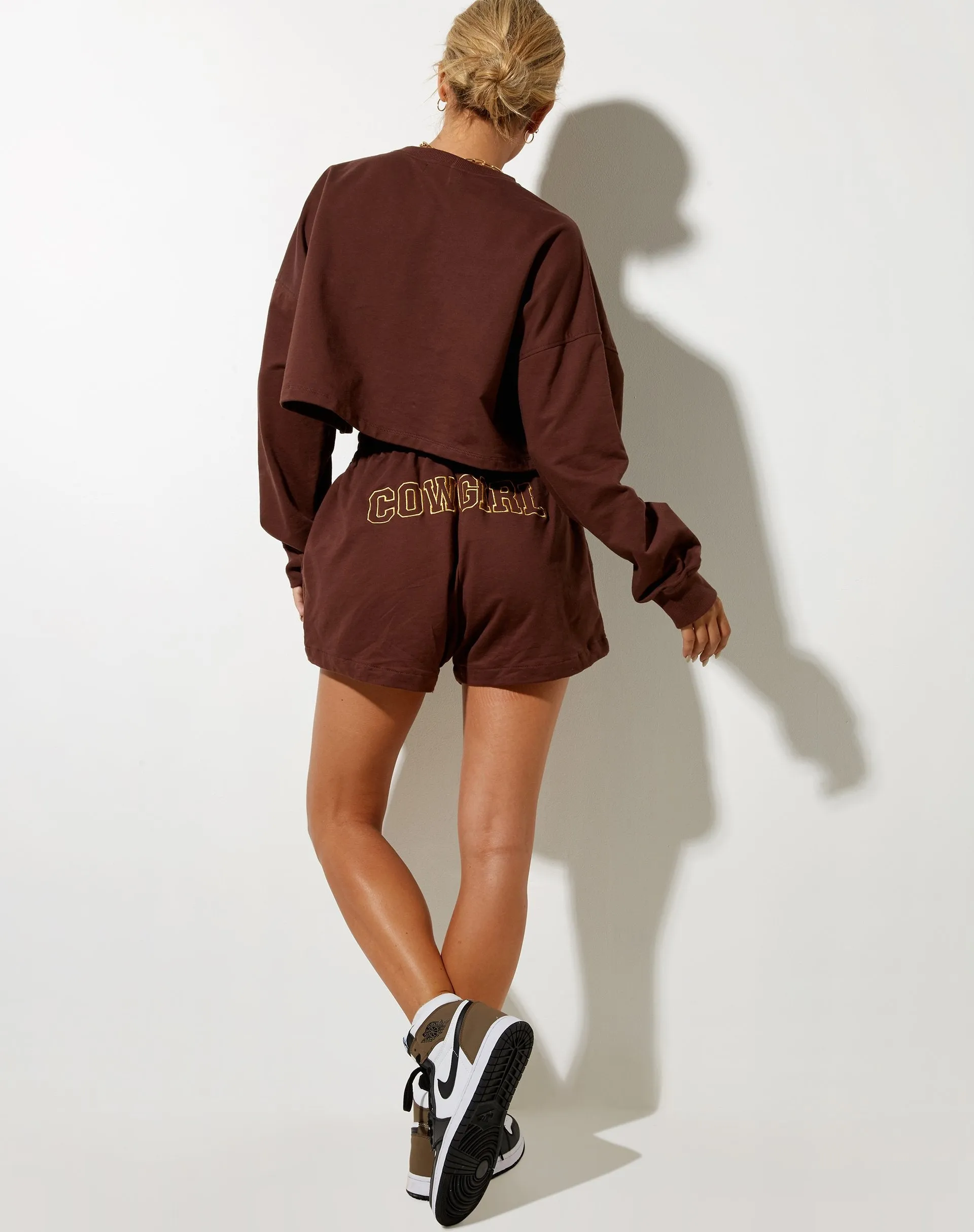 Fawly Crop Top in Deep Mahogany Cowgirl Embro