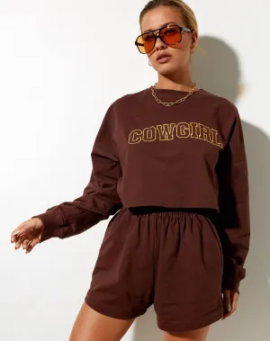 Fawly Crop Top in Deep Mahogany Cowgirl Embro