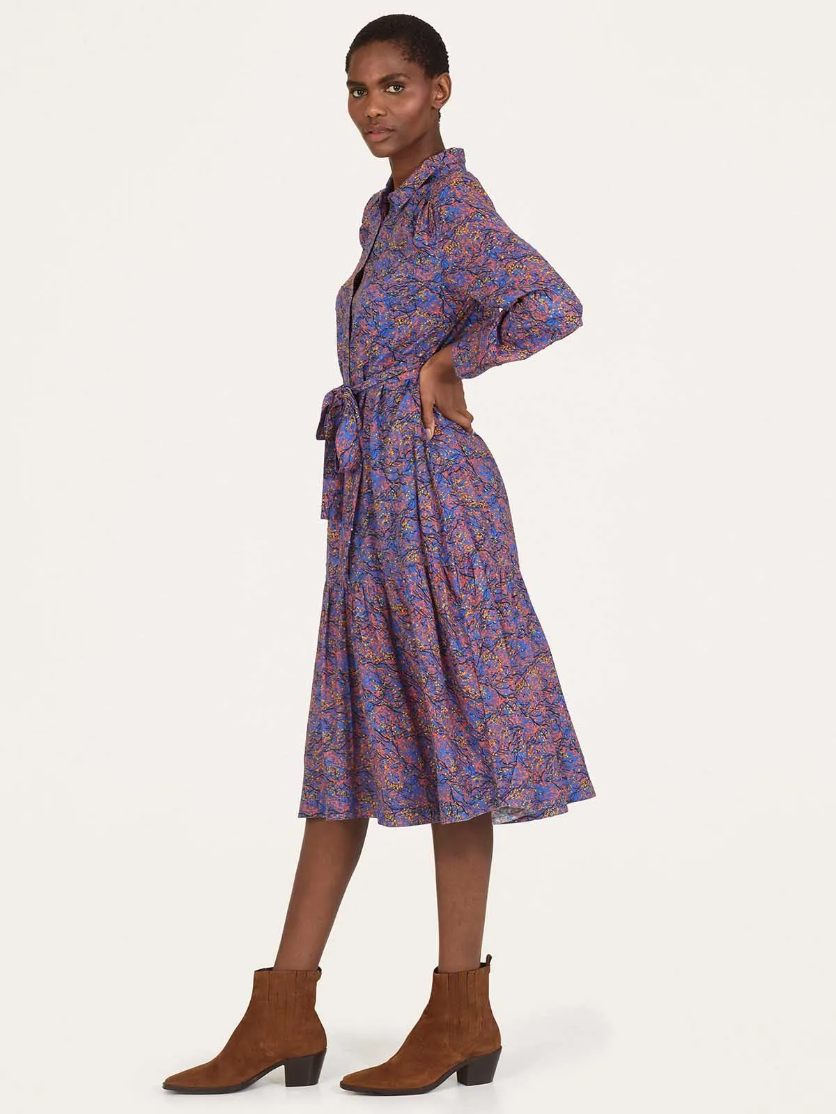 Fawn Lenzing™ Ecovero™ Printed Midi Shirt Dress - Periwinkle Blue