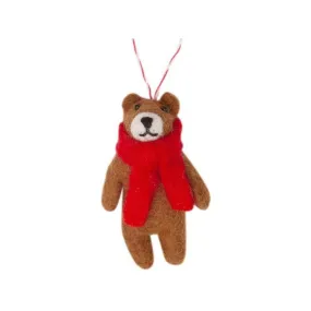 Felt Brown Bear Christmas Ornament